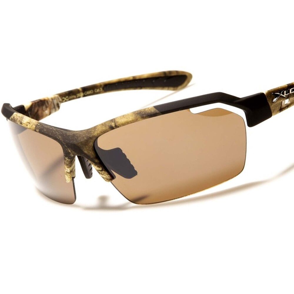 X-Loop Wrap Around Camouflage Rectangle Brown Lens Sport Sunglasses